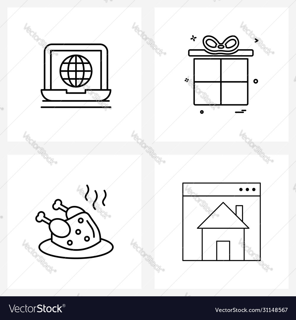 Isolated symbols set 4 simple line icons
