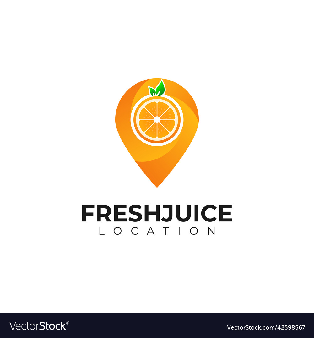 Juice orange fruit pin logo and icon