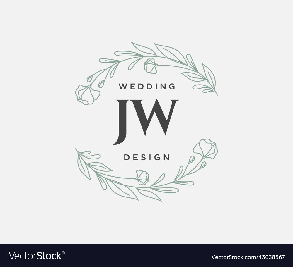 Jw initials letter wedding monogram logos Vector Image