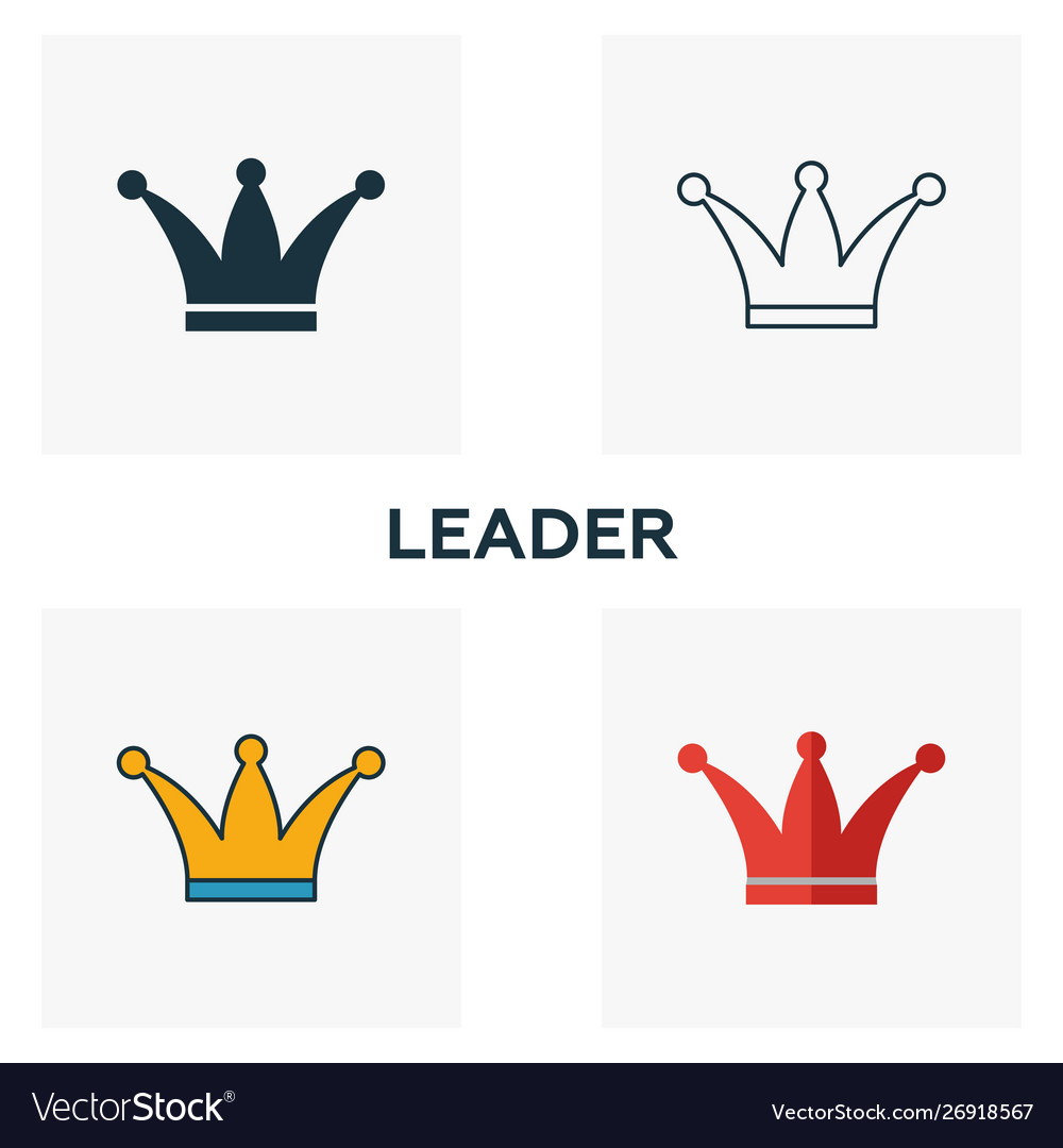 Leader icon set four elements in different styles vector image Leader icon set four elements in different styles