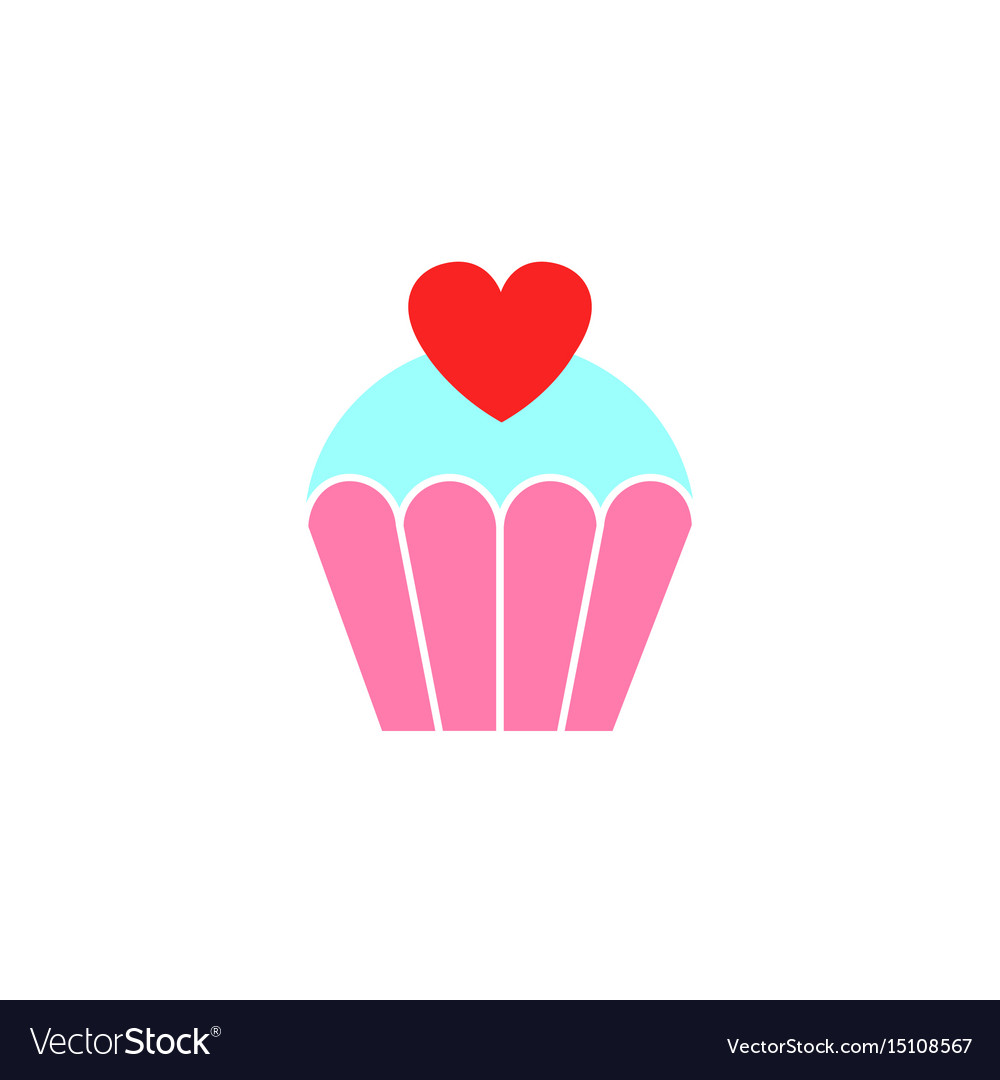 Love cake with heart solid icon sweets Royalty Free Vector