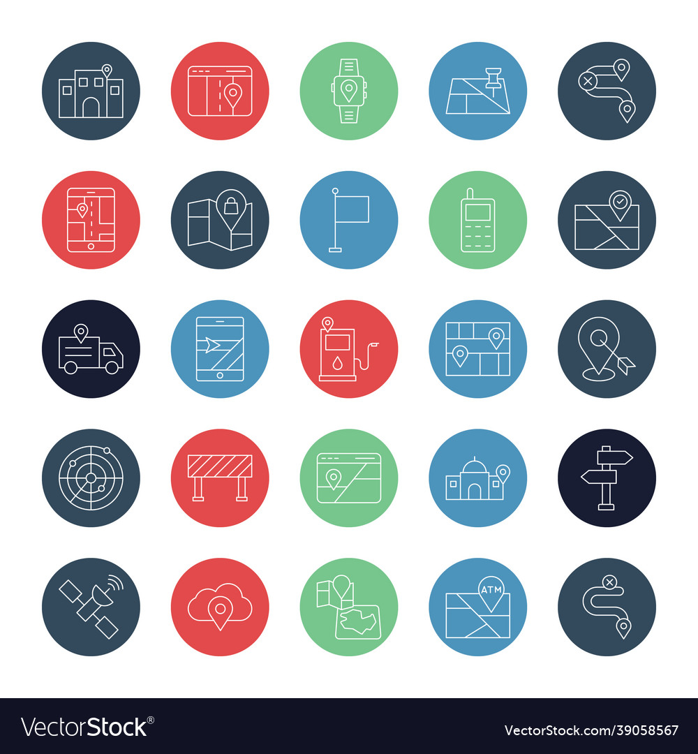 Map and navigation isolated icons set
