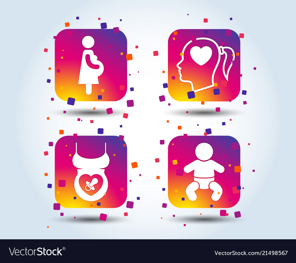 Maternity icons baby infant pregnancy dummy Vector Image