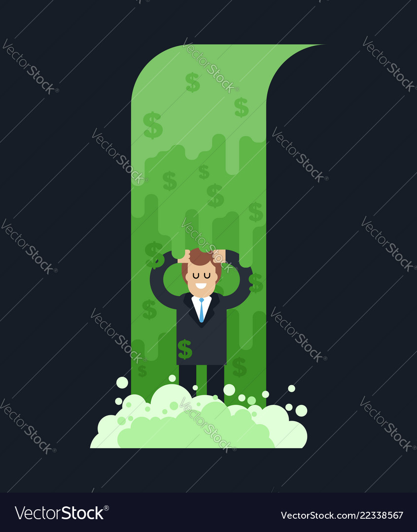 Money waterfall and businessman river of cash Vector Image