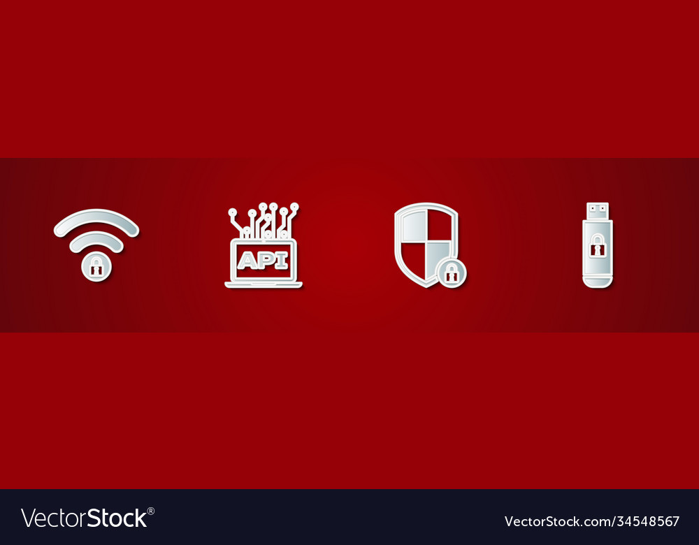 Set wifi locked computer api interface shield Vector Image Set wifi locked computer api interface shield