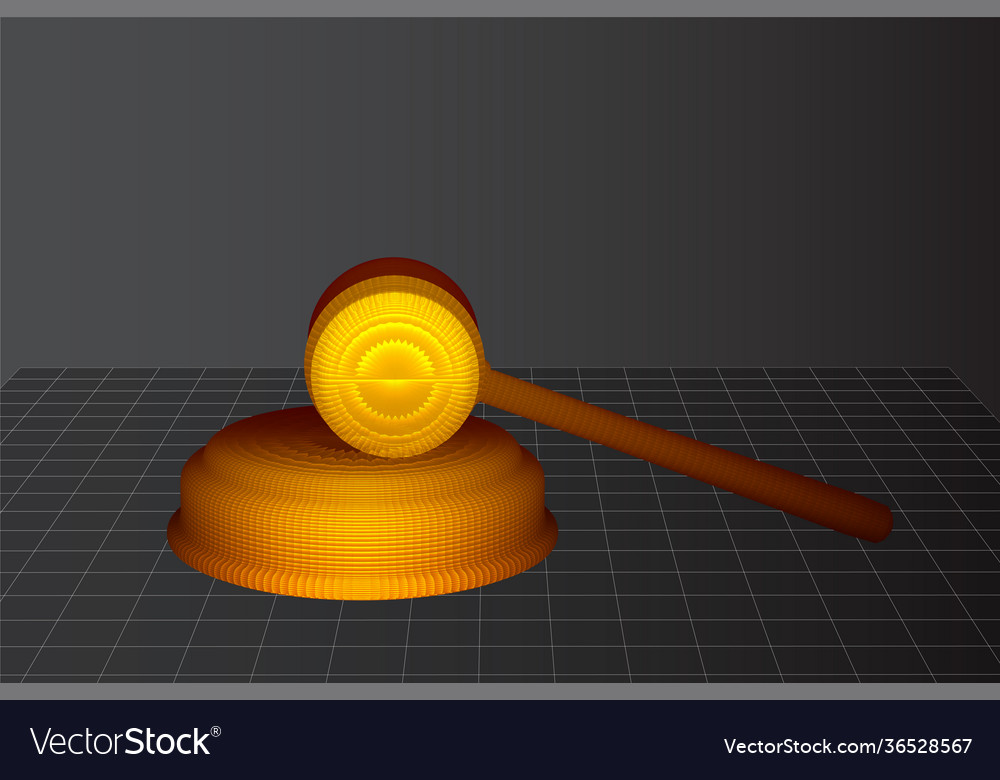 Virtual 3d judge s hammer are on table