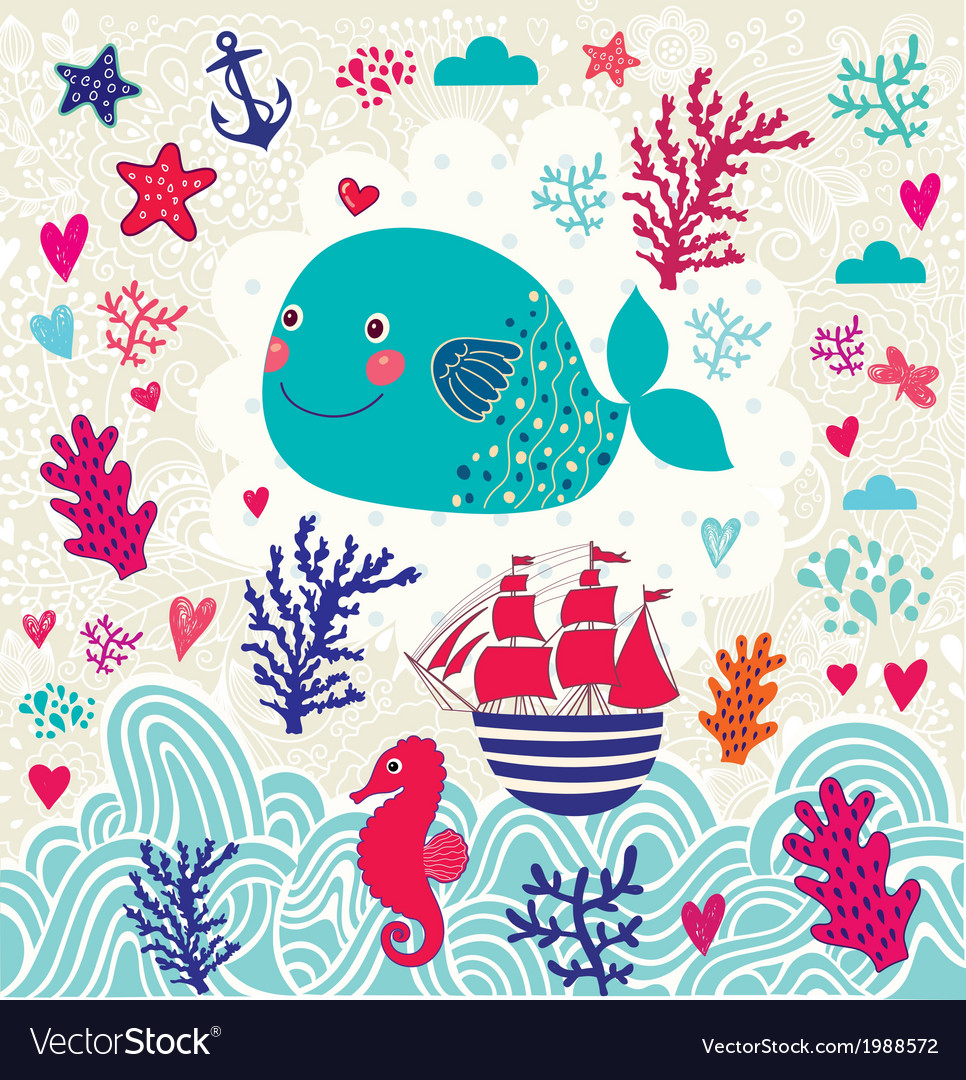 Artistic sealife background Royalty Free Vector Image