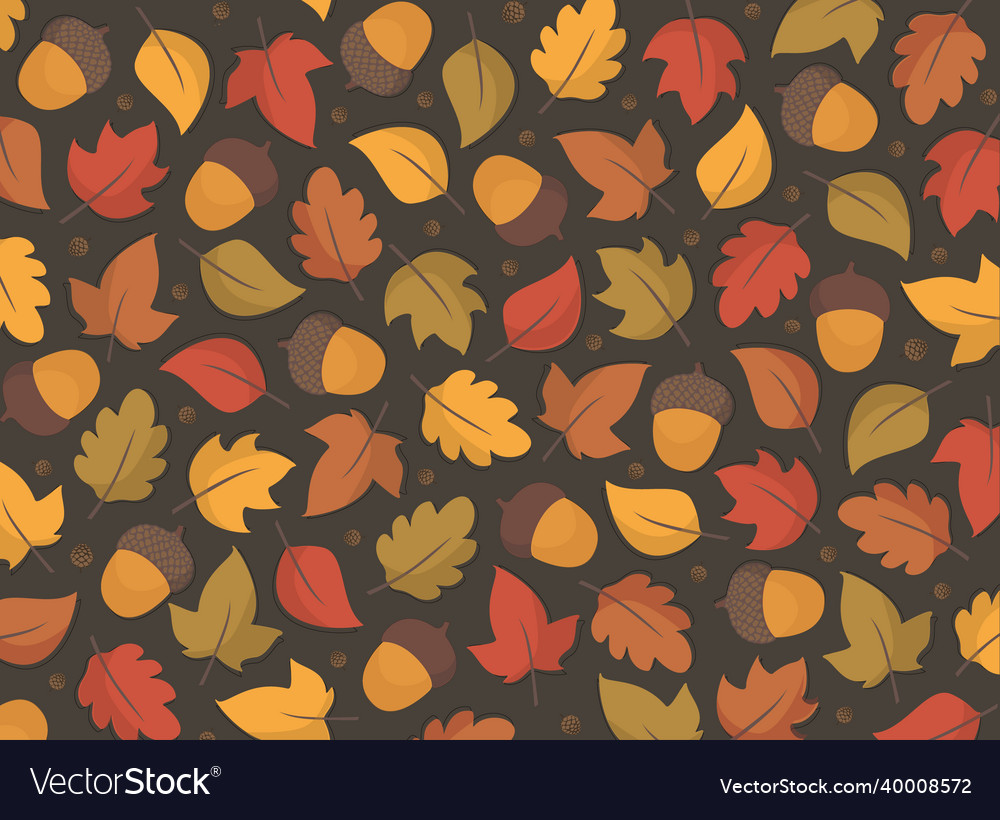 Autumn pattern leaves acorns cones