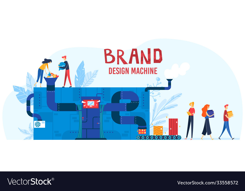 Branding process cartoon flat