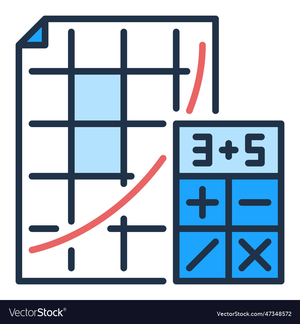 Calculator and paper mathematics concept colored