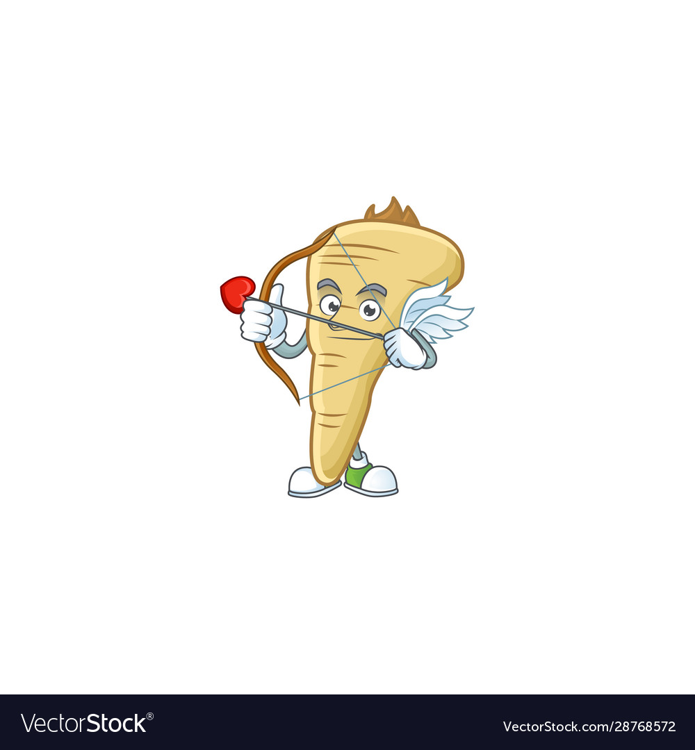 Cartoon character parsnip cupid having arrow