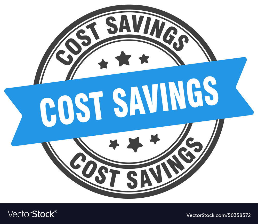 Cost savings stamp label Royalty Free Vector Image