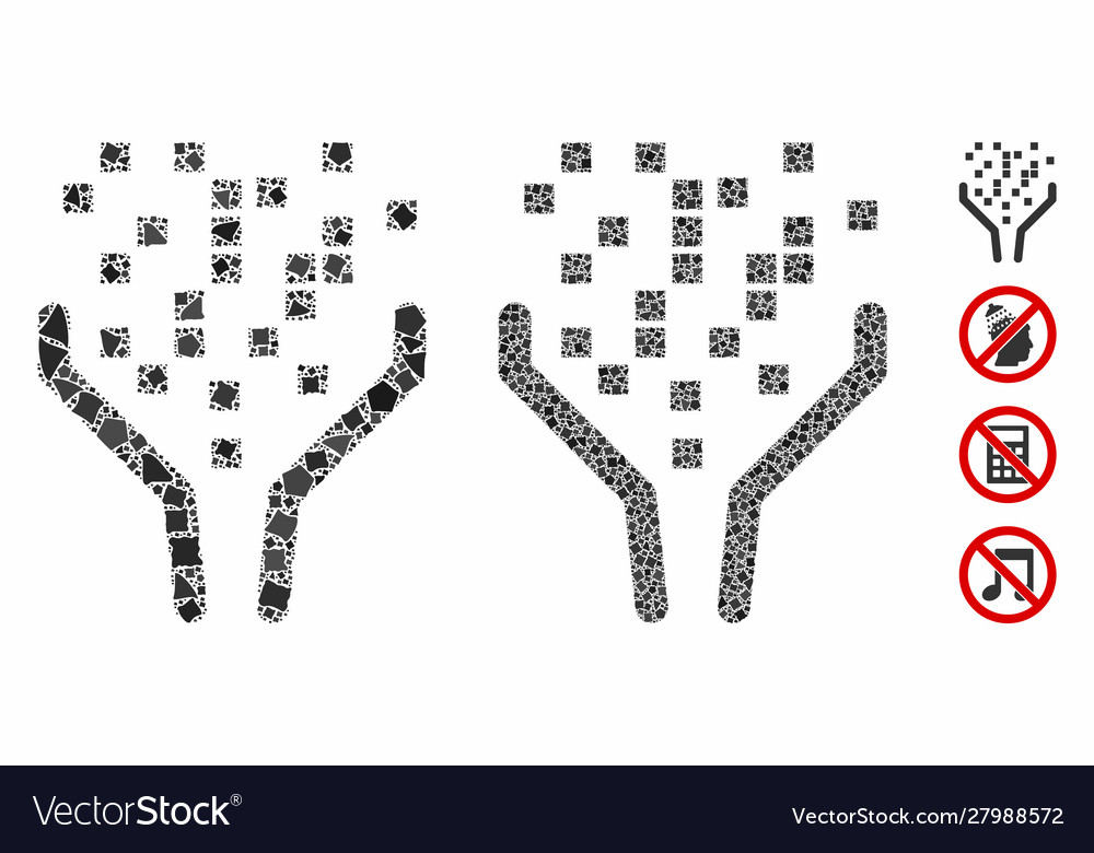 Data processing funnel composition icon raggy vector image Data processing funnel composition icon raggy