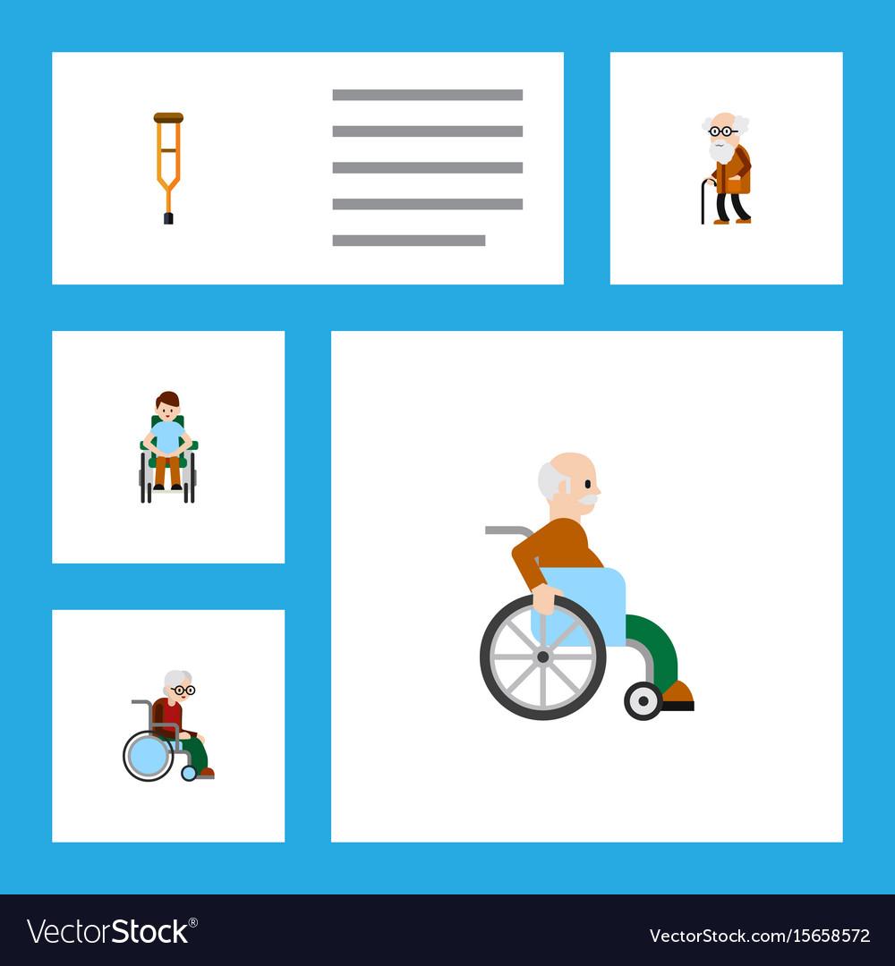 Flat icon handicapped set of man