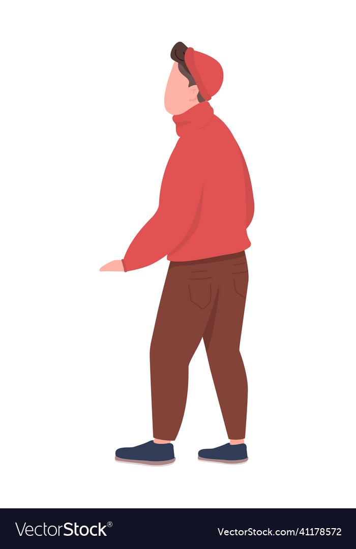 Guy in autumn clothing semi flat color character