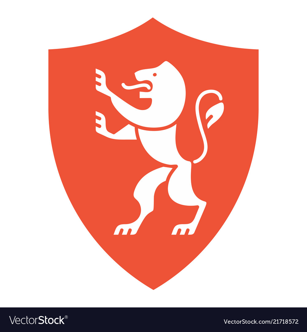 Heraldic lion on shield coat arms in modern Vector Image