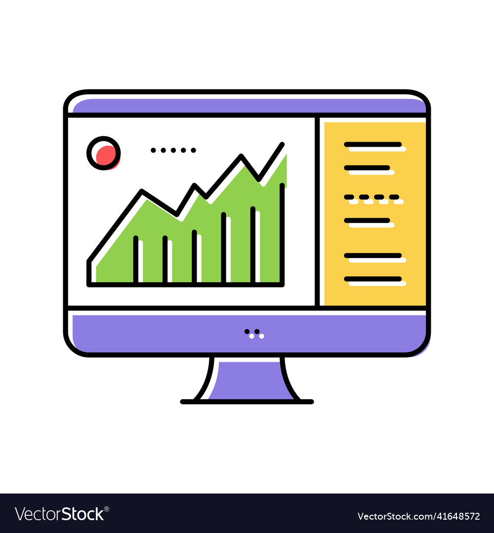 Infographic on computer display color icon vector image Infographic on computer display color icon