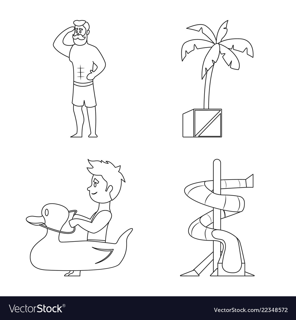 Isolated object of pool and swimming symbol set