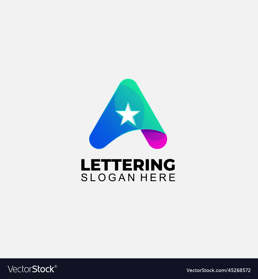 Letter a with star logo design colorful symbol