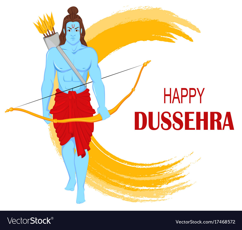 Lord rama with bow and arrows for dussehra Vector Image