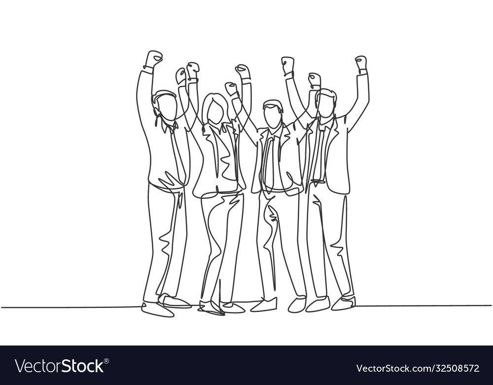 One single line drawing young happy male Vector Image