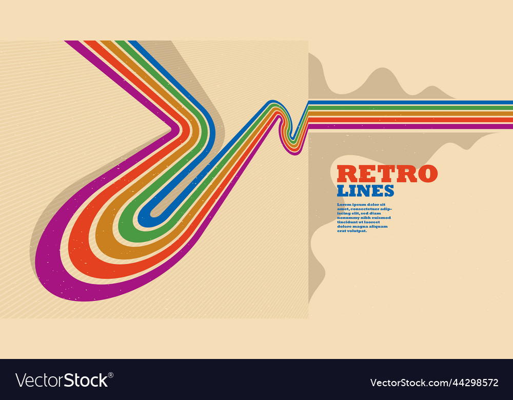 Retro lines abstract background 3d dimensional vector image Retro lines abstract background 3d dimensional