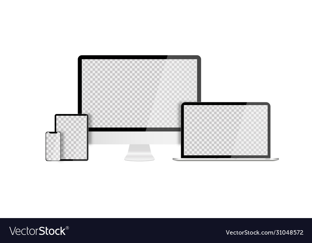 Set devices on white background computer vector image Set devices on white background computer