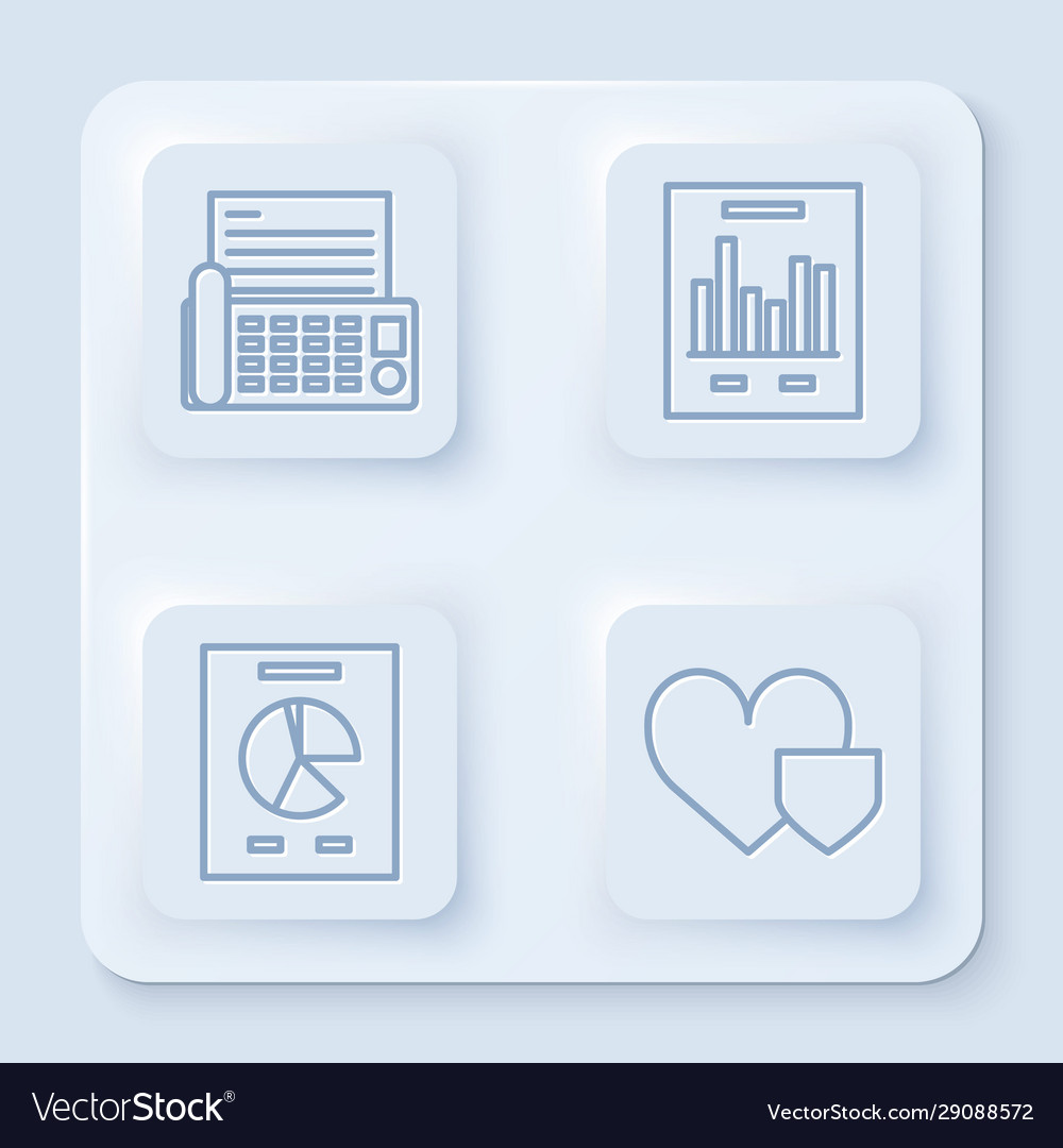 Set line fax machine document with graph chart vector image Set line fax machine document with graph chart