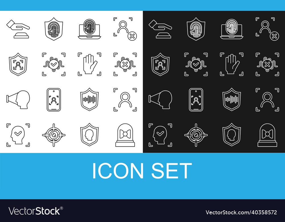 Set line motion sensor face recognition Vector Image Set line motion sensor face recognition