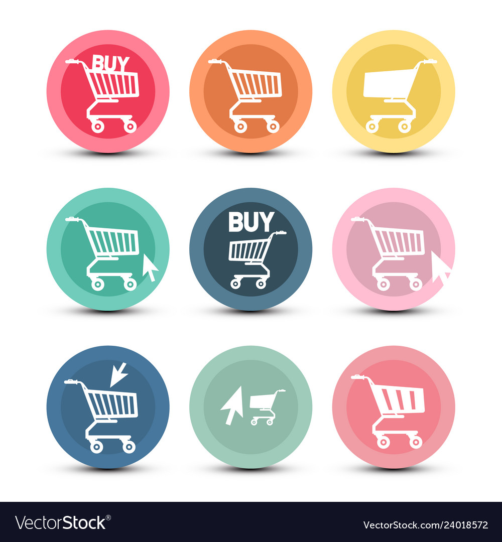 Shopping cart icons with pointer arrow symbols