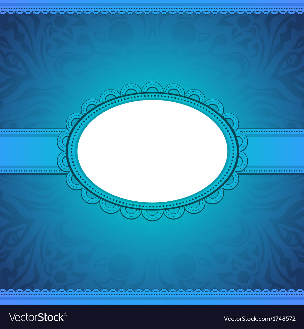 Squared label on blue floral background Royalty Free Vector