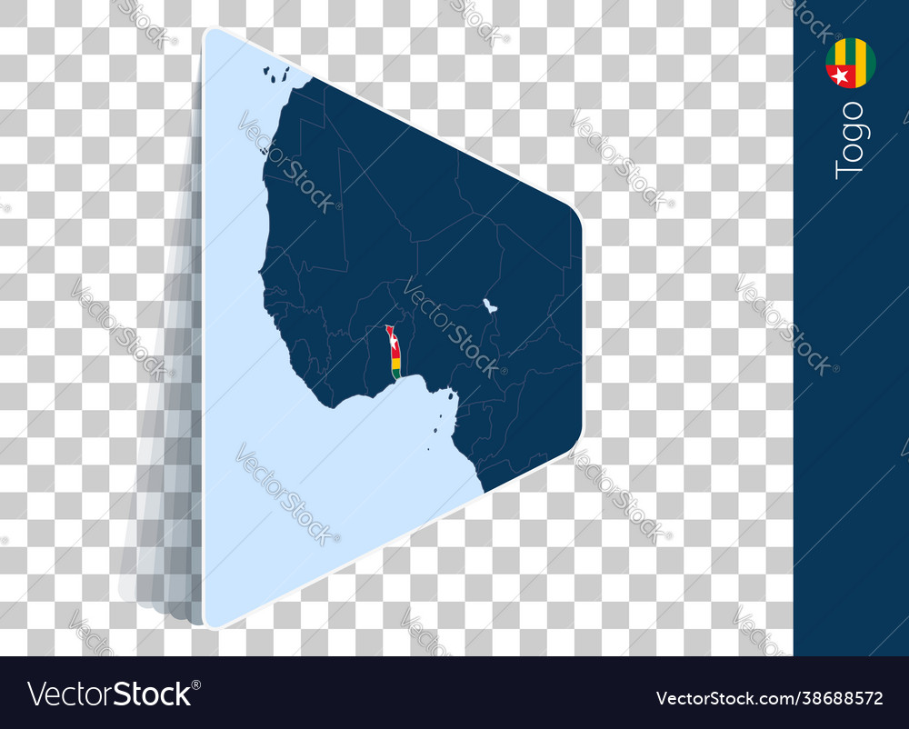 Togo map and flag on transparent background