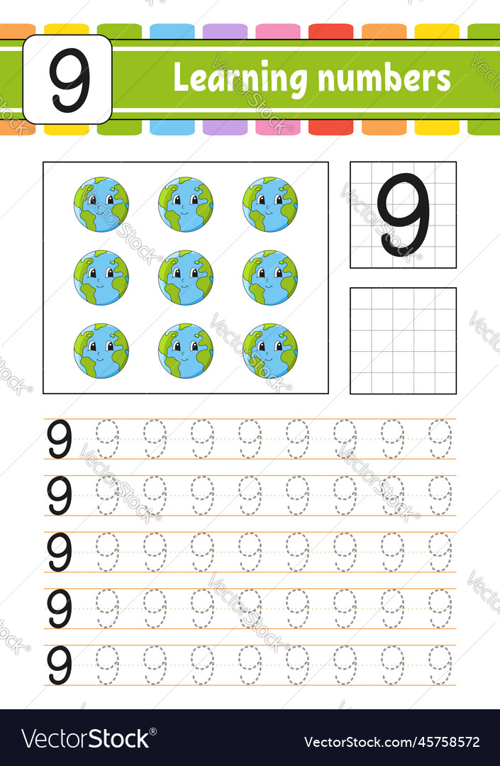 Trace and write numbers handwriting practice