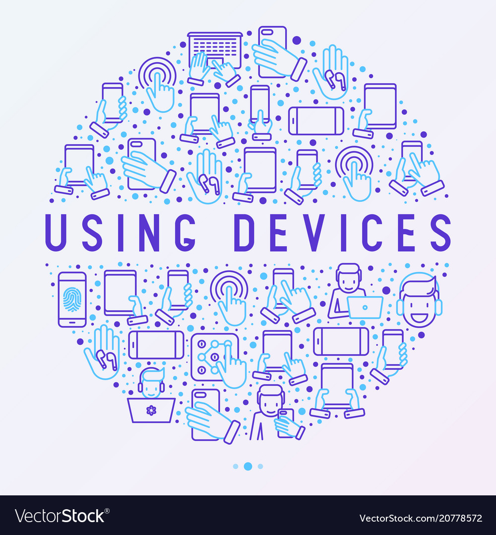 Using devices concept in circle vector image Using devices concept in circle