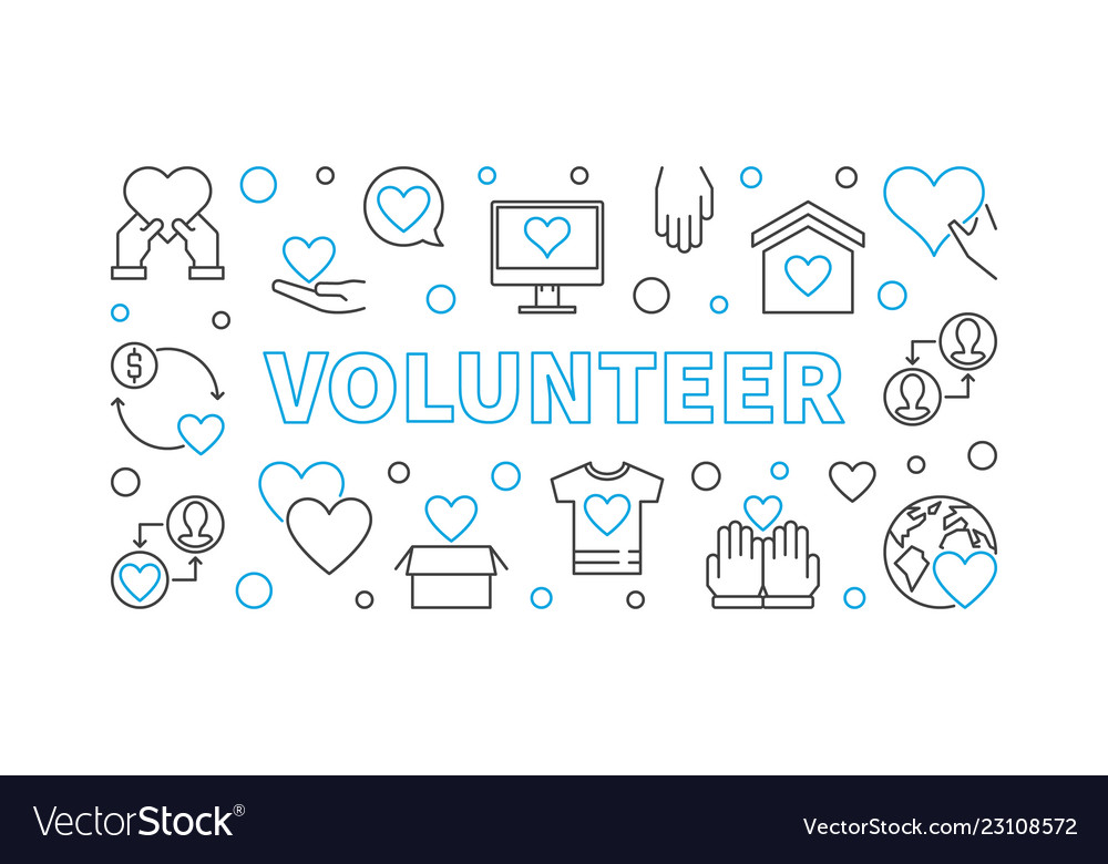 Volunteer Outline Horizontal Royalty Free Vector Image