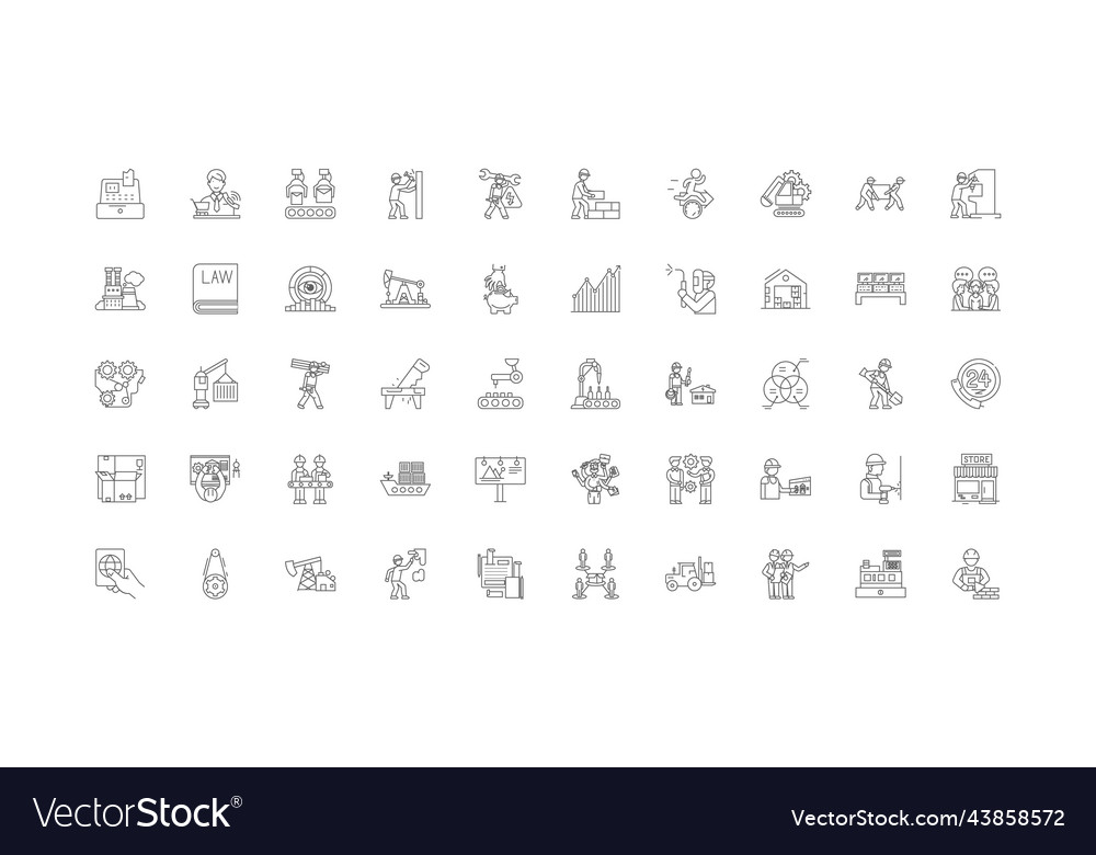 Workflow concept linear icons line vector image Workflow concept linear icons line
