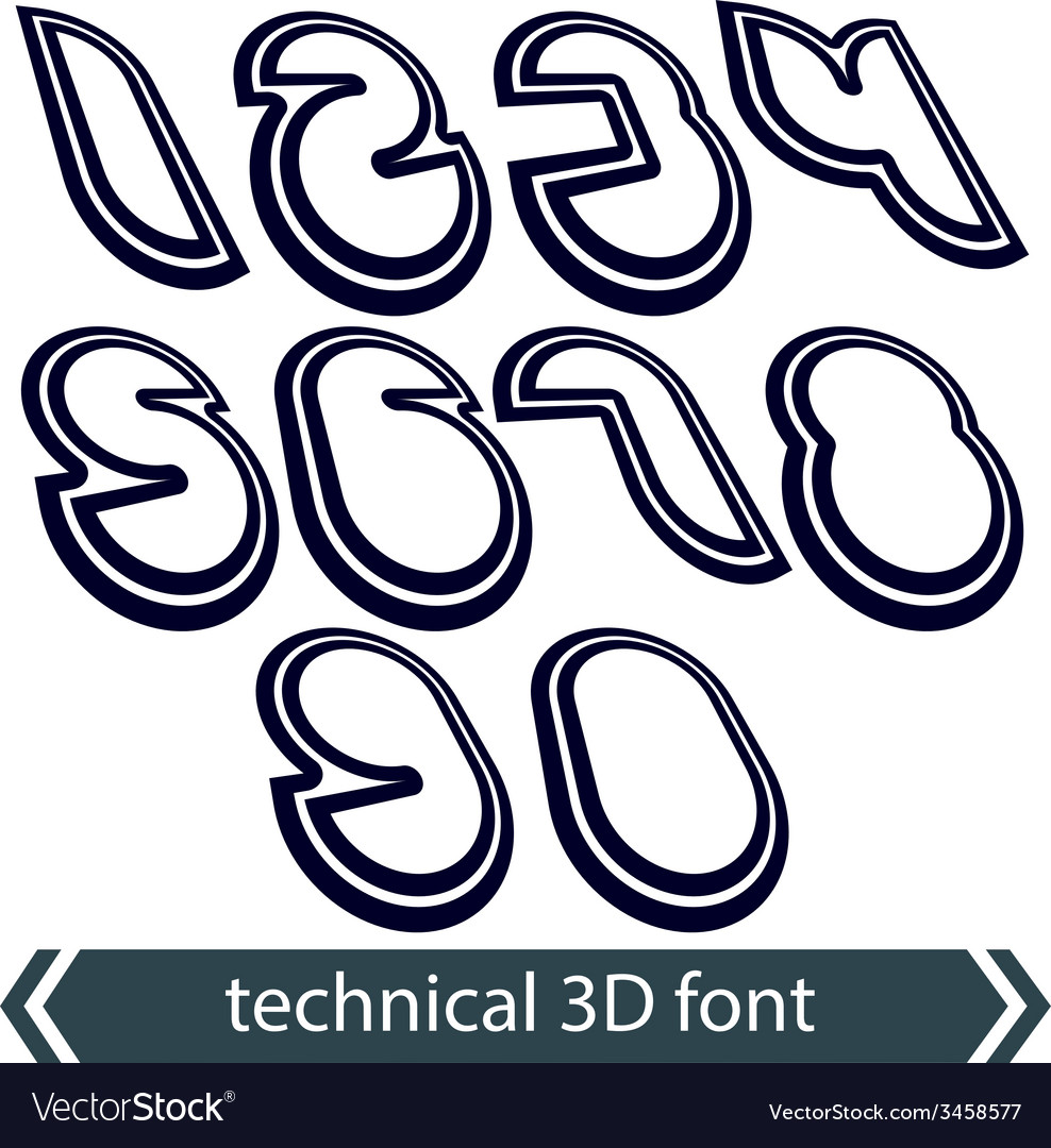 3d retro numbers in rotation stylish numeration