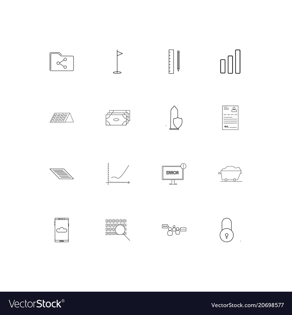 Business simple linear icons set outlined