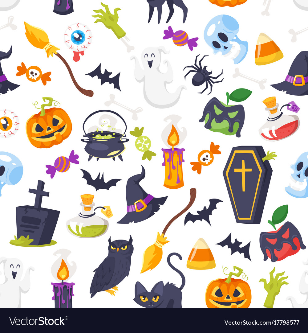 Cartoon style halloween pattern
