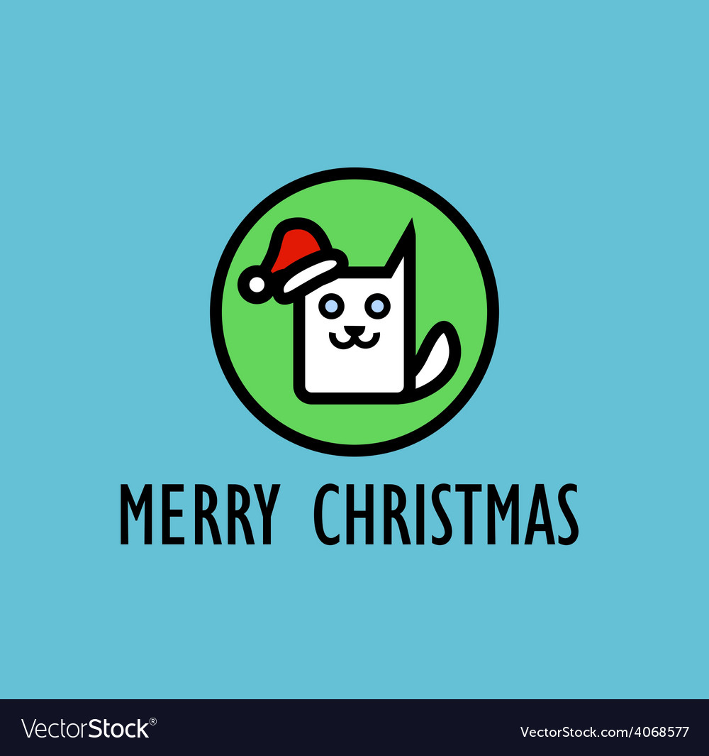 Christmas card with image of cute kitty Royalty Free Vector