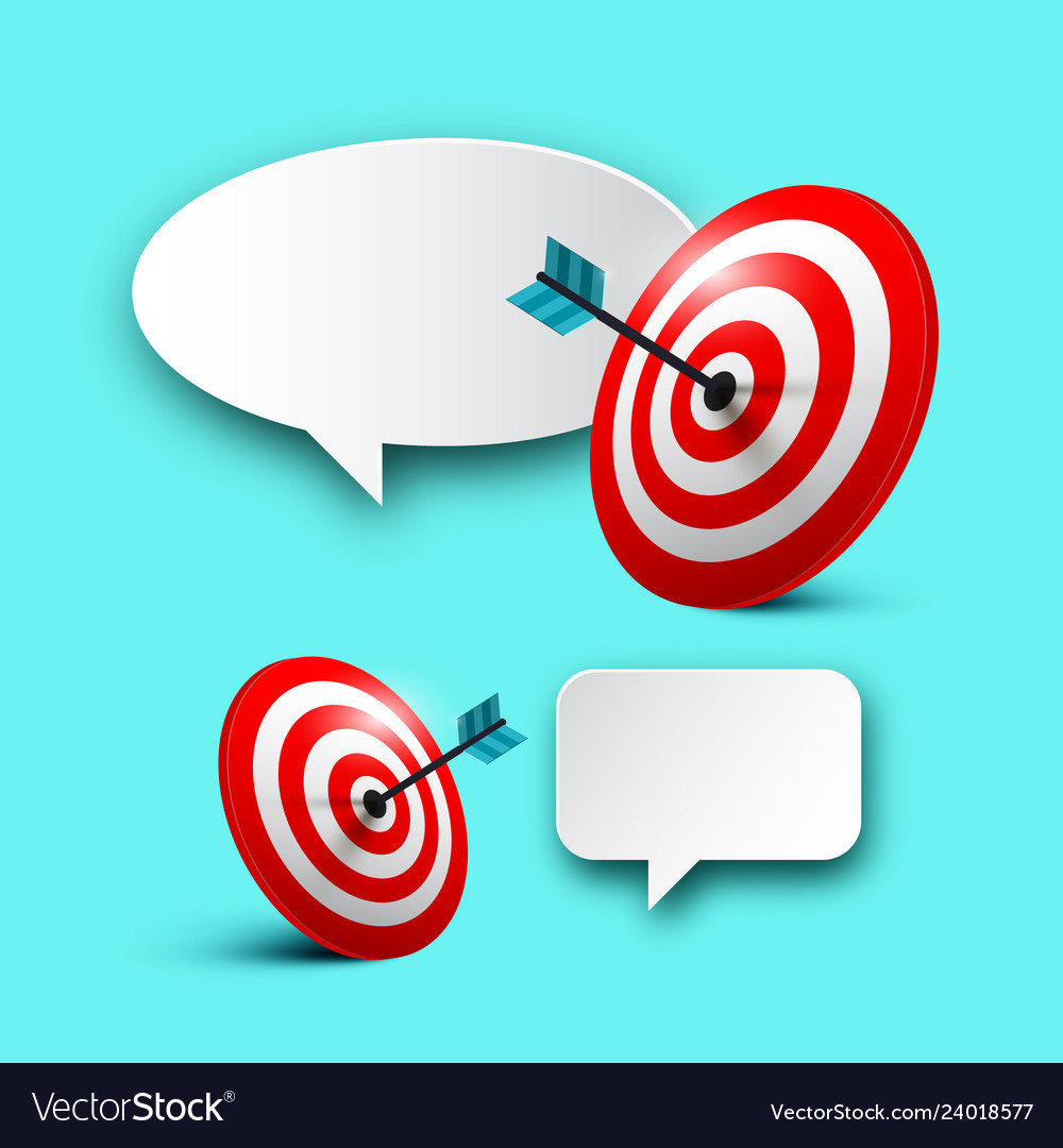 Dartboarts with darts in targets and empty speech