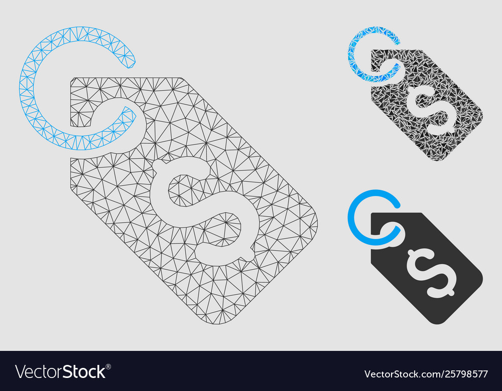 Dollar tag mesh 2d model and triangle Vector Image Dollar tag mesh 2d model and triangle
