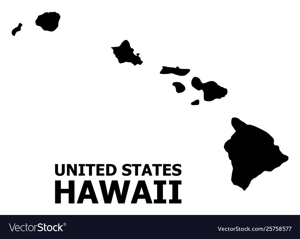 Flat map hawaii state with caption