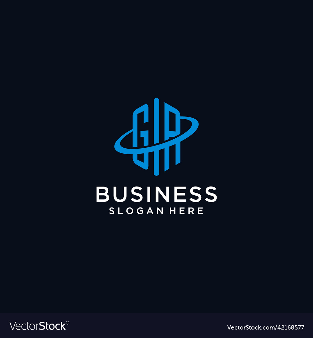 Gr initial monogram logo with hexagonal shape
