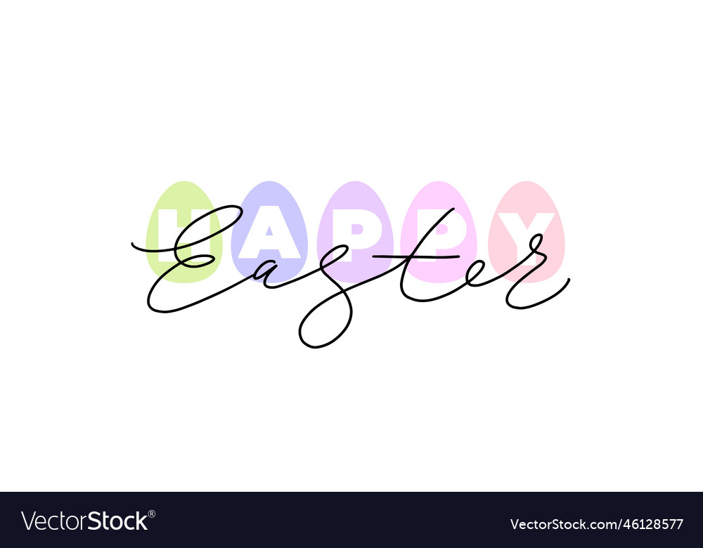 Happy easter black monoline lettering with pastel