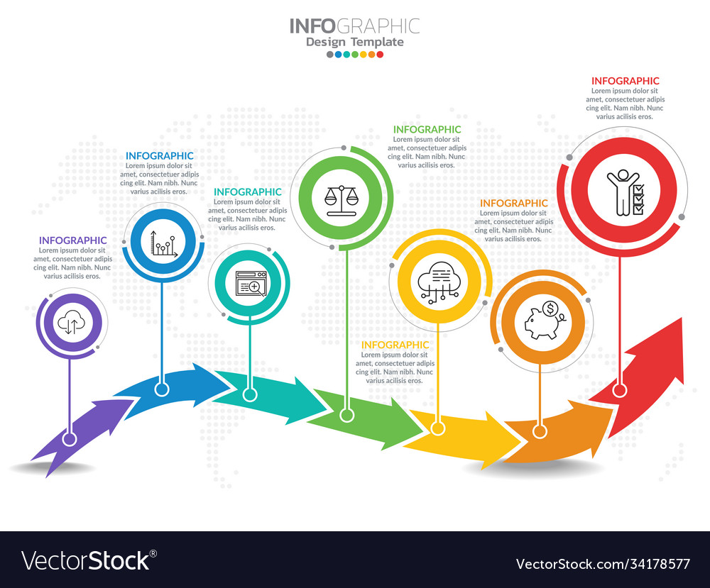 Infographic template design with 6 color options Vector Image