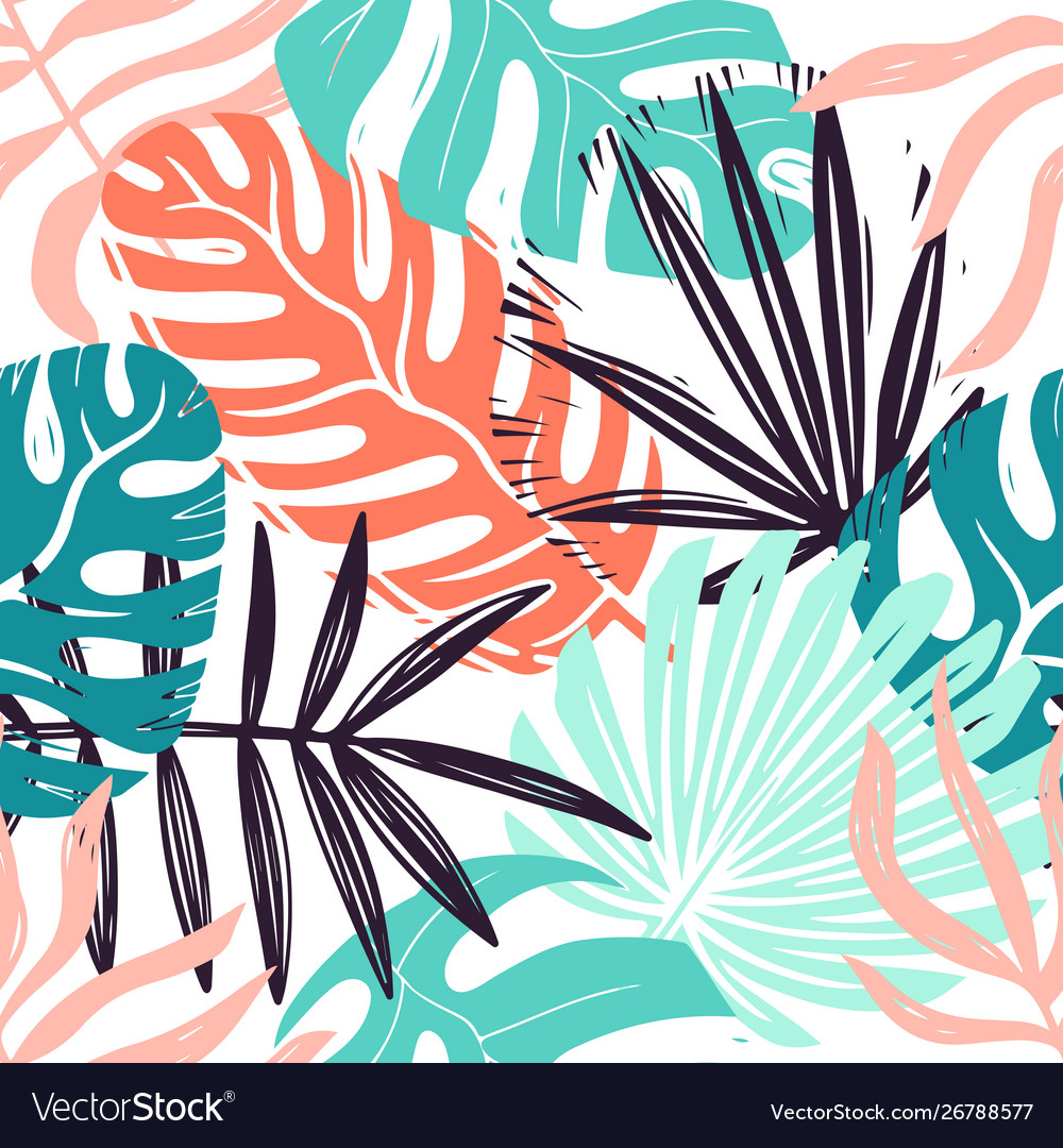 Jungle foliage chaotic hand drawn seamless pattern