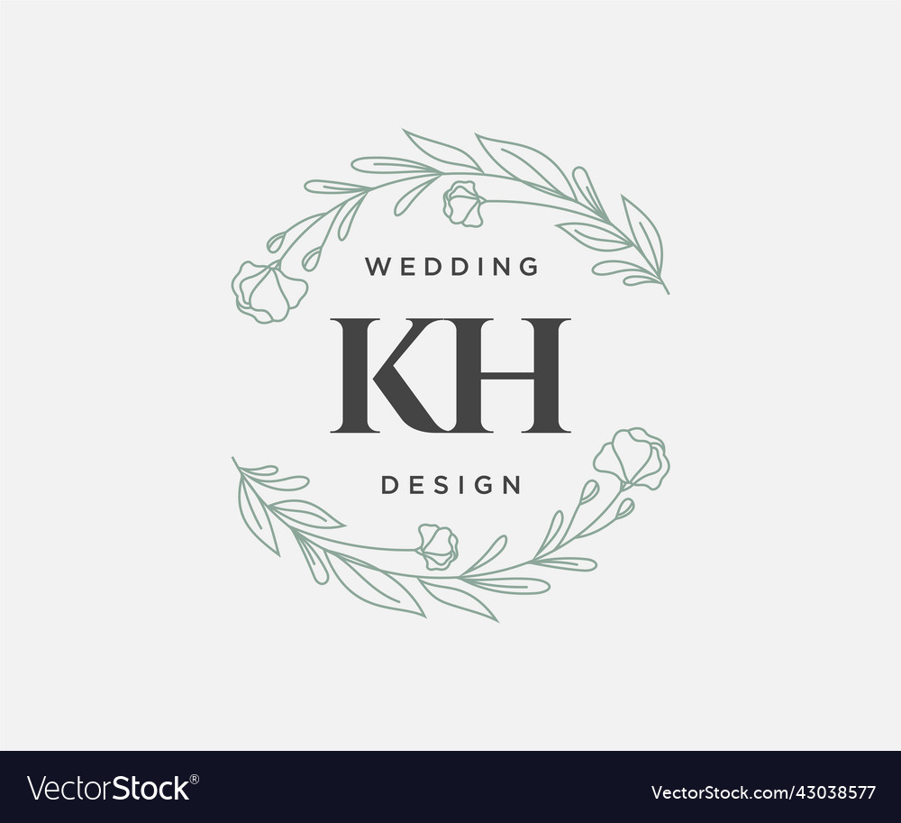 Kh Initials Letter Wedding Monogram Logos Vector Image