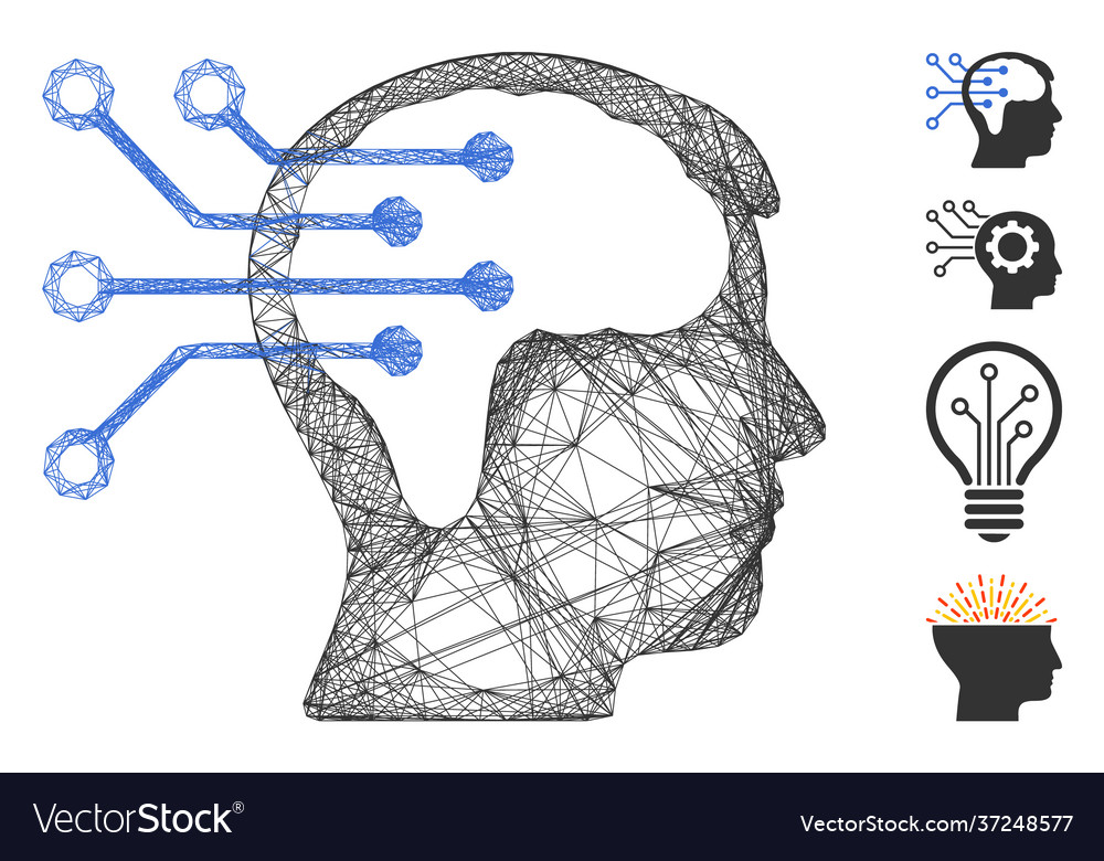 Net neural interface circuit mesh vector image Net neural interface circuit mesh