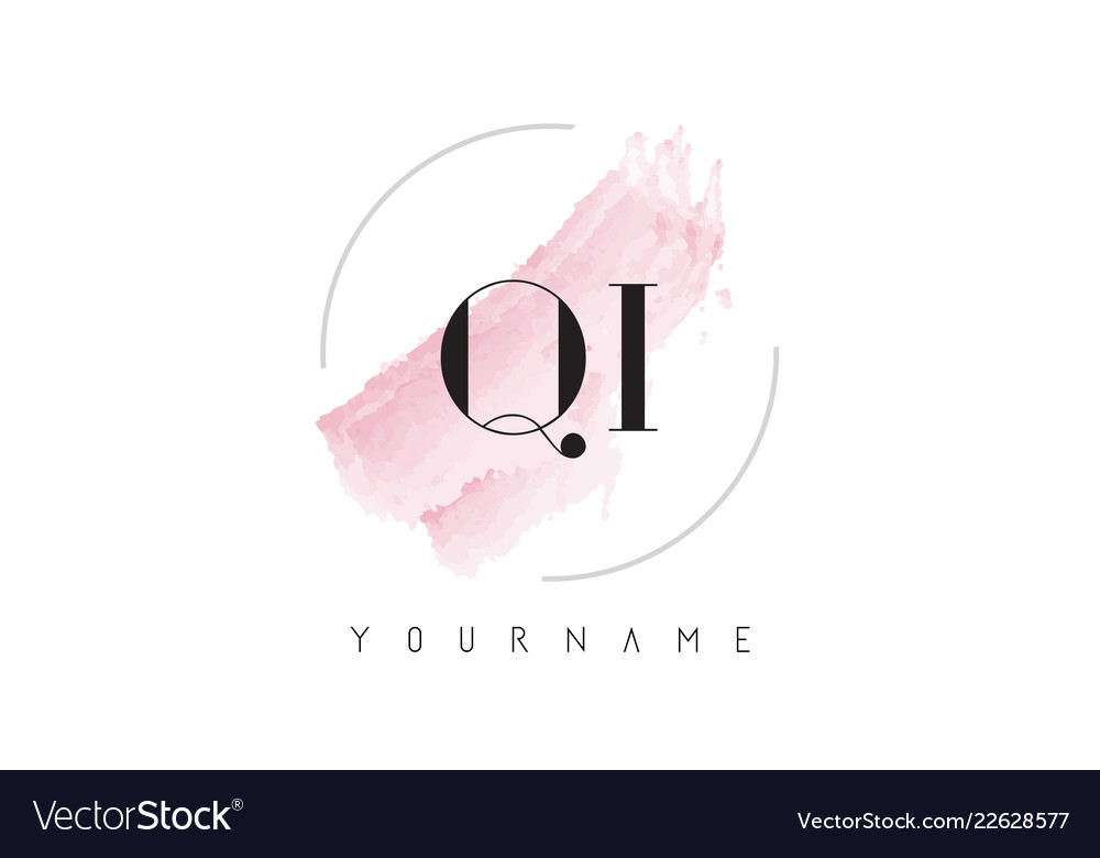 Qi q i Aquarell Buchstaben Logo Design